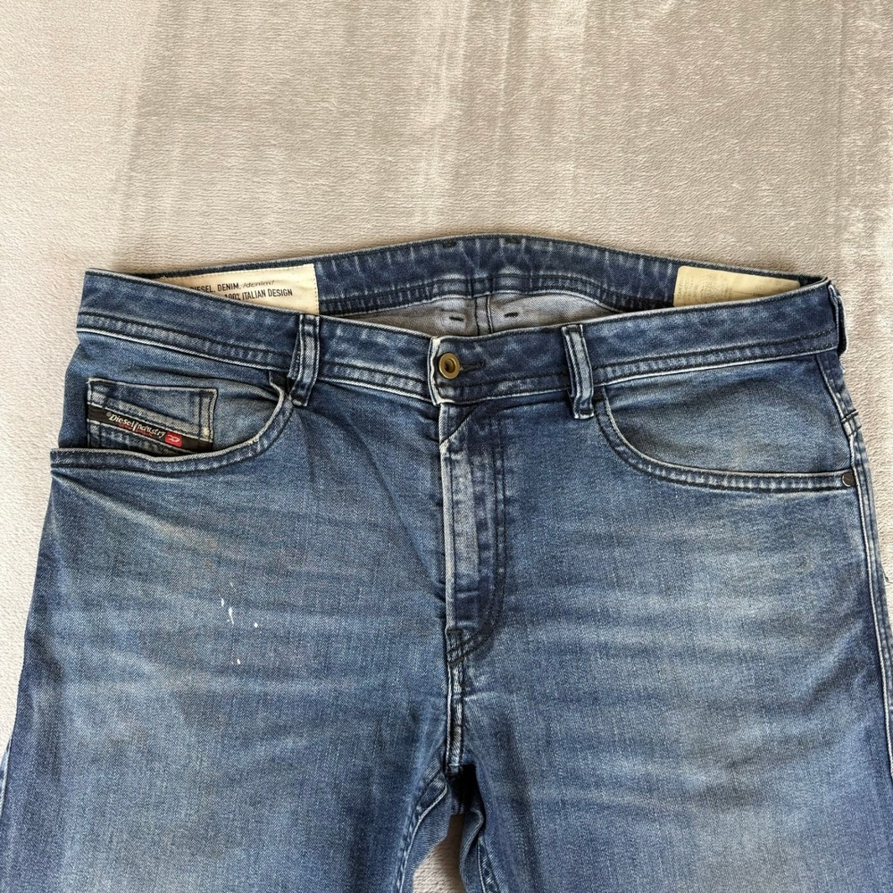 Diesel Thommer Slim Skinny Jeans Mens 36x32 Blue Denim Distressed Stretch - Picture 2 of 9